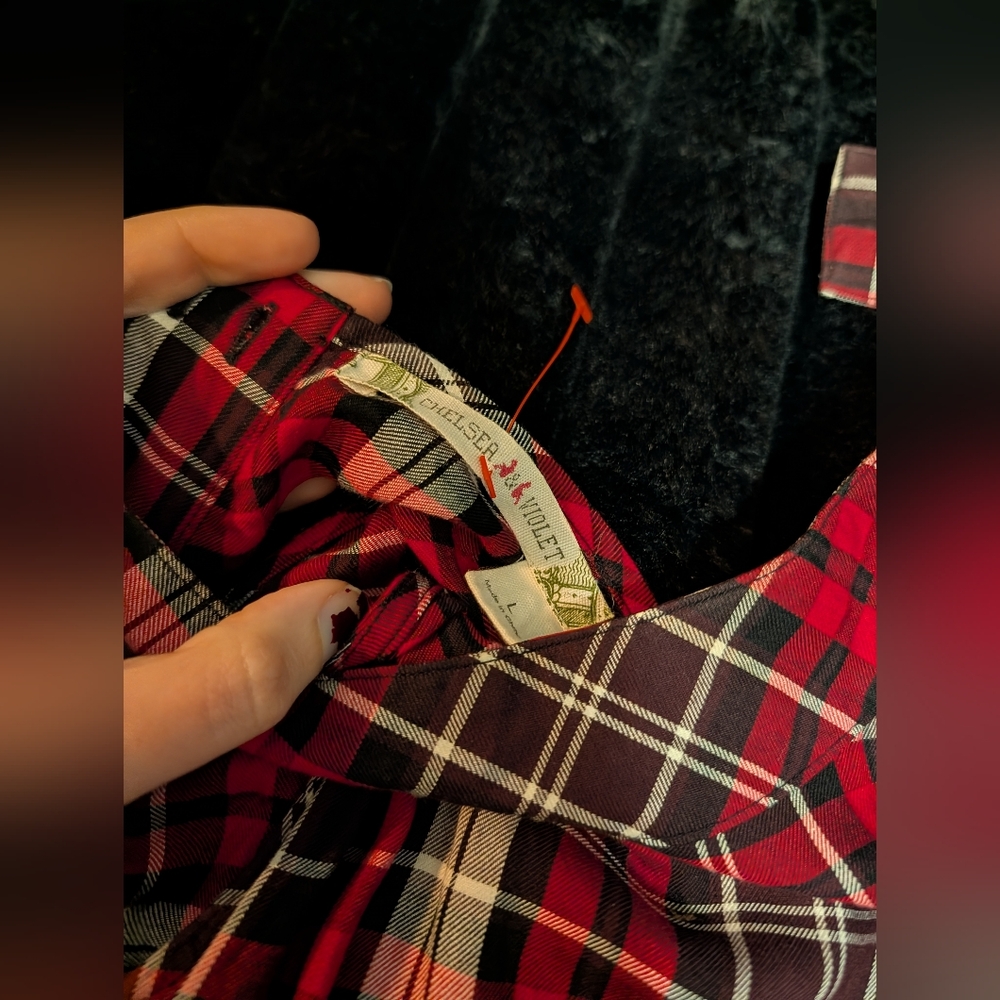 Plaid Sleeveless High Neck Punk/Grunge/Academia Mini Dress - Picture 3 of 6